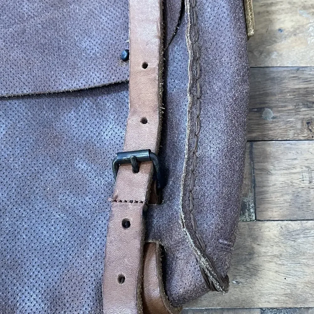 Vintage Style Leather Messenger Bag Handcrafted Adjustable Leather Strap Accent